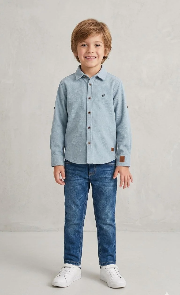 PMCXX BOYS CASUAL SHIRT WITH ROLL UP SLEEVES FOR SUMMER WEAR