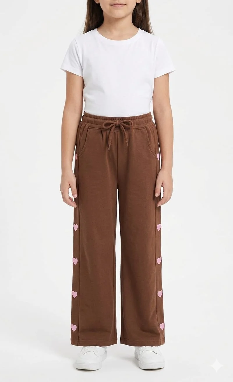 CATFISH GIRLS RELAXED FIT HEART PRINT TROUSERS FOR SUMMER WEAR