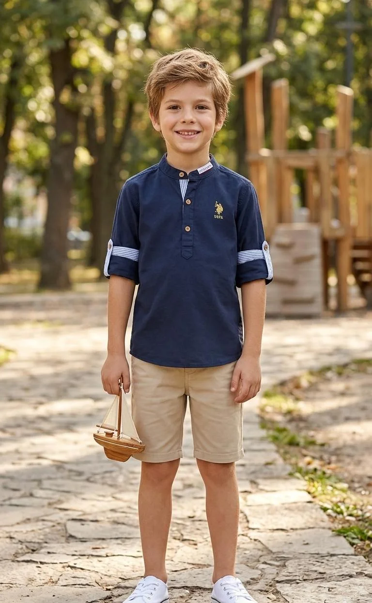 LITTLE SPACE BOYS MANDARIN COLLER SHIRT FOR SUMMER WEAR
